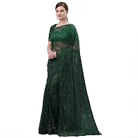 DHRUTI Creation Women's Net Jacquard Designer Saree (PC-3-Green)-thumb1