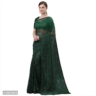 DHRUTI Creation Women's Net Jacquard Designer Saree (PC-3-Green)-thumb2