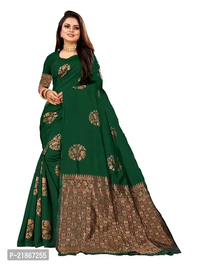 Elegant Litchi Silk Designer Banarasi Women Saree with Blouse Piece-thumb0
