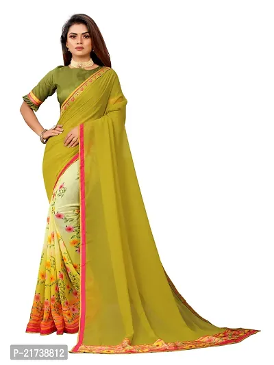 Beautiful Georgette Printed Saree With Blouse Piece