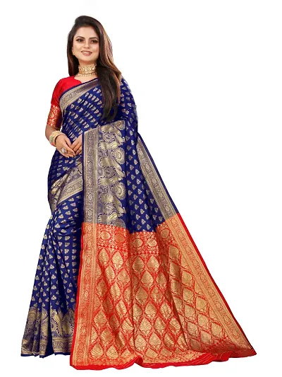 Elegant Silk Blend Saree with Blouse piece For Women