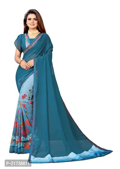 Beautiful Georgette Printed Saree With Blouse Piece-thumb0
