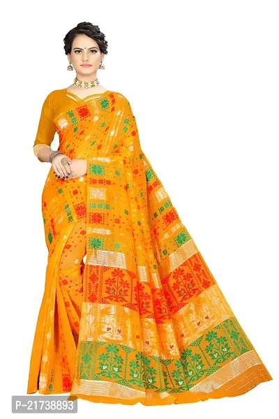 Beautiful Cotton Jacquard Saree With Blouse Piece-thumb0