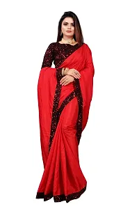 Beautiful Silk Blend Sequinned Saree With Blouse Piece-thumb2