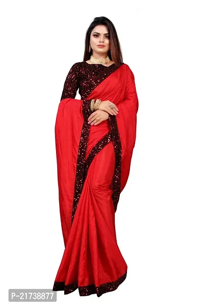 Beautiful Silk Blend Sequinned Saree With Blouse Piece-thumb3
