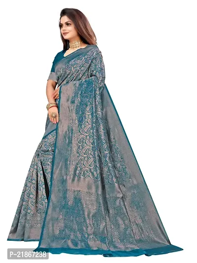 Elegant Litchi Silk Designer Banarasi Women Saree with Blouse Piece-thumb2