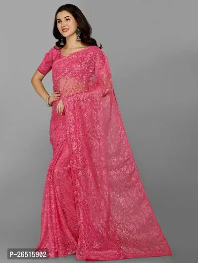 DHRUTI Creation Women's Net Jacquard Designer Saree (Aarya Light Pink)-thumb2