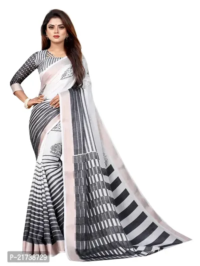 Beautiful Cotton Striped Saree With Blouse Piece-thumb0