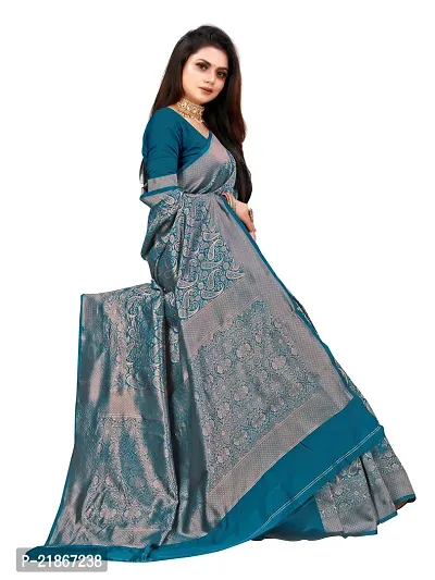 Elegant Litchi Silk Designer Banarasi Women Saree with Blouse Piece-thumb4