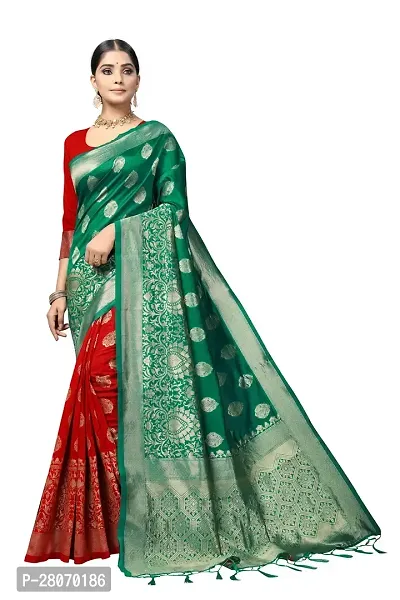 Fancy Silk Blend Saree With Blouse Piece For Women