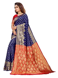 Beautiful Silk Blend Jacquard Saree With Blouse Piece-thumb1