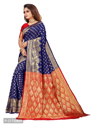 Beautiful Silk Blend Jacquard Saree With Blouse Piece-thumb2