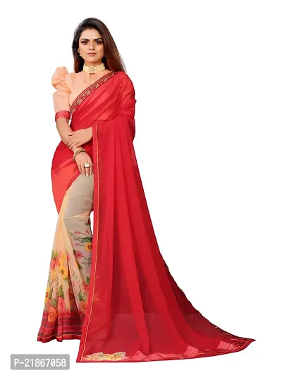 Elegant Georgette Designer Printed Women Saree with Blouse Piece