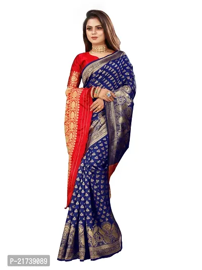 Beautiful Silk Blend Jacquard Saree With Blouse Piece-thumb3