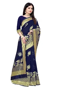 Beautiful Silk Blend Jacquard Saree With Blouse Piece-thumb1