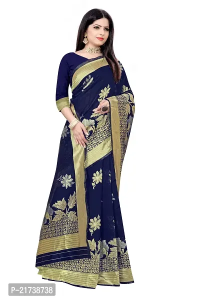 Beautiful Silk Blend Jacquard Saree With Blouse Piece-thumb2