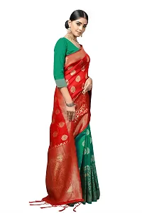 DHRUTI Creation Women's Litchi Silk Banarasi Half  Half Saree (Amba Red)-thumb2