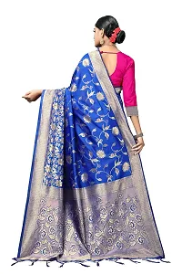 DHRUTI Creation Women's Litchi Silk Banarasi Half  Half Saree (Ambalika Royal Blue)-thumb3