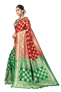Elegant Litchi Silk Banarasi Half And Half Women Saree with Blouse Piece-thumb1