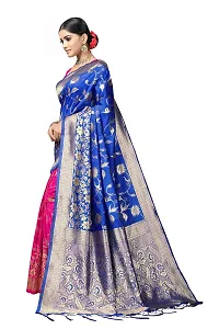 DHRUTI Creation Women's Litchi Silk Banarasi Half  Half Saree (Ambalika Royal Blue)-thumb1