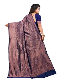 Beautiful Silk Blend Jacquard Saree With Blouse Piece-thumb4