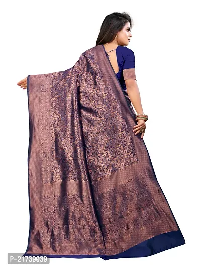 Beautiful Silk Blend Jacquard Saree With Blouse Piece-thumb5