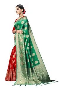 DHRUTI Creation Women's Litchi Silk Banarasi Half  Half Saree (Ambika Green)-thumb1