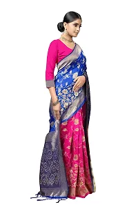 DHRUTI Creation Women's Litchi Silk Banarasi Half  Half Saree (Ambalika Royal Blue)-thumb2