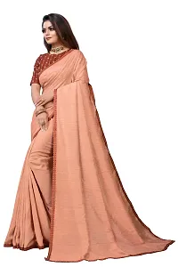 Beautiful Silk Blend Lace Work Saree With Blouse Piece-thumb1