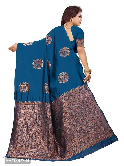 Elegant Litchi Silk Designer Banarasi Women Saree with Blouse Piece-thumb5