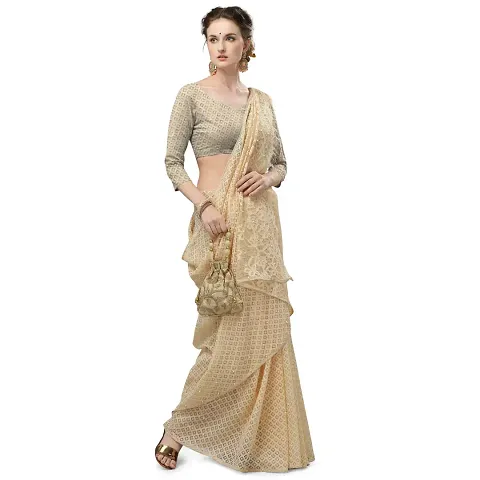 Alluring Net Saree with Blouse piece 