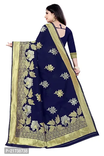 Beautiful Silk Blend Jacquard Saree With Blouse Piece-thumb4