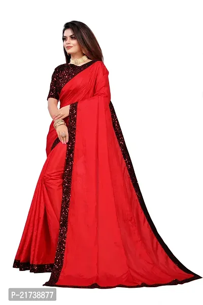 Beautiful Silk Blend Sequinned Saree With Blouse Piece-thumb2