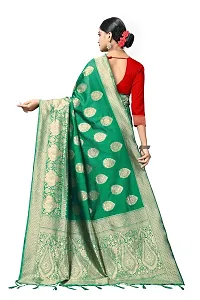 DHRUTI Creation Women's Litchi Silk Banarasi Half  Half Saree (Ambika Green)-thumb3