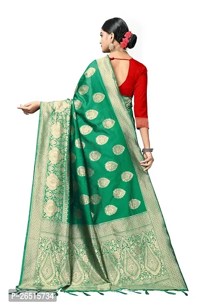 DHRUTI Creation Women's Litchi Silk Banarasi Half  Half Saree (Ambika Green)-thumb4