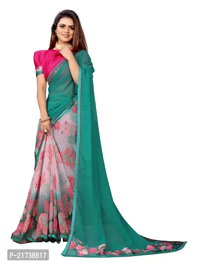 Beautiful Georgette Printed Saree With Blouse Piece-thumb3