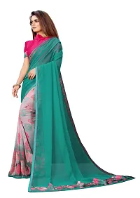 Beautiful Georgette Printed Saree With Blouse Piece-thumb1