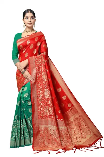 SWEETPEL Designer Banarasi Silk Saree with Un-Stitched Blouse | Saree | Silk Saree | Jacquard Silk Saree