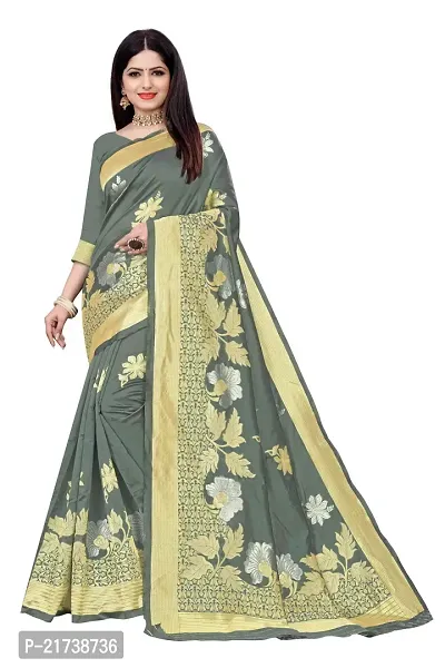 Beautiful Silk Blend Jacquard Saree With Blouse Piece