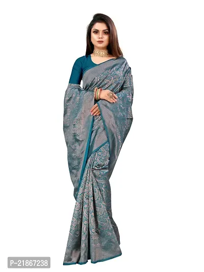 Elegant Litchi Silk Designer Banarasi Women Saree with Blouse Piece-thumb3