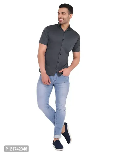 Classic Lycra Short Sleeves Casual shirt For Men-thumb0