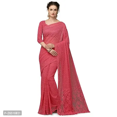 DHRUTI Creation Women's Net Jacquard Designer Saree (PC-1-Pink)-thumb2