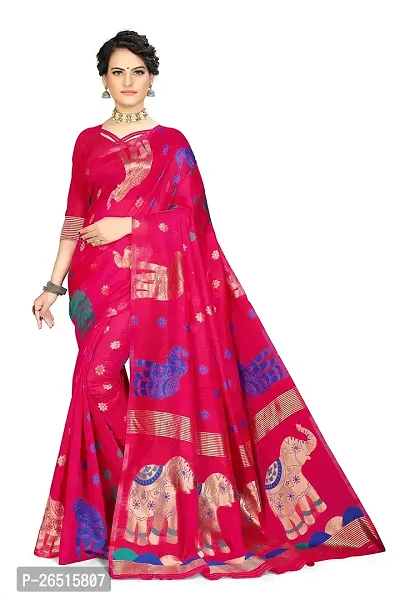 DHRUTI Creation Women's Cotton Designer Jamdani Saree (Gajgamini Pink)-thumb0