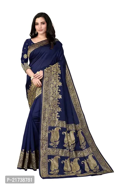 Beautiful Silk Blend Jacquard Saree With Blouse Piece