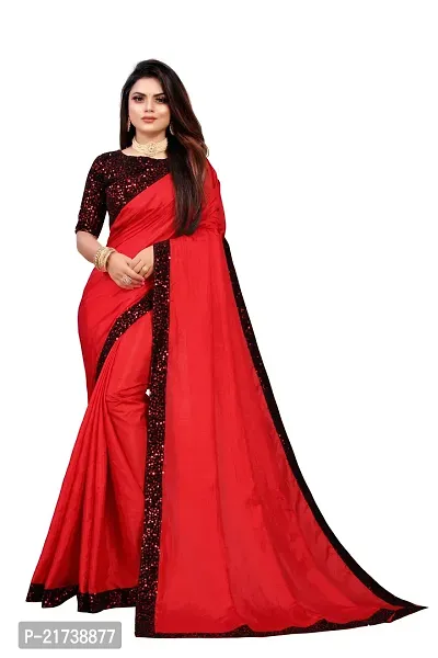 Beautiful Silk Blend Sequinned Saree With Blouse Piece-thumb0