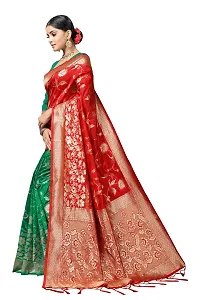 Fancy Silk Blend Saree With Blouse Piece For Women-thumb1