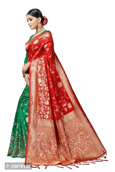 Fancy Silk Blend Saree With Blouse Piece For Women-thumb2
