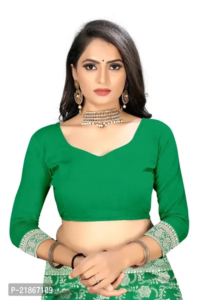 Elegant Litchi Silk Banarasi Half And Half Women Saree with Blouse Piece-thumb5