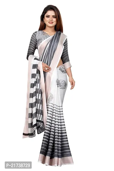 Beautiful Cotton Striped Saree With Blouse Piece-thumb3