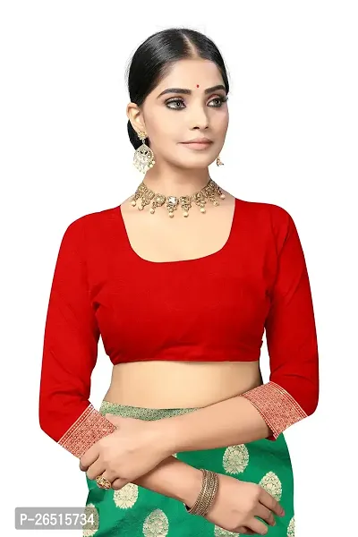 DHRUTI Creation Women's Litchi Silk Banarasi Half  Half Saree (Ambika Green)-thumb5
